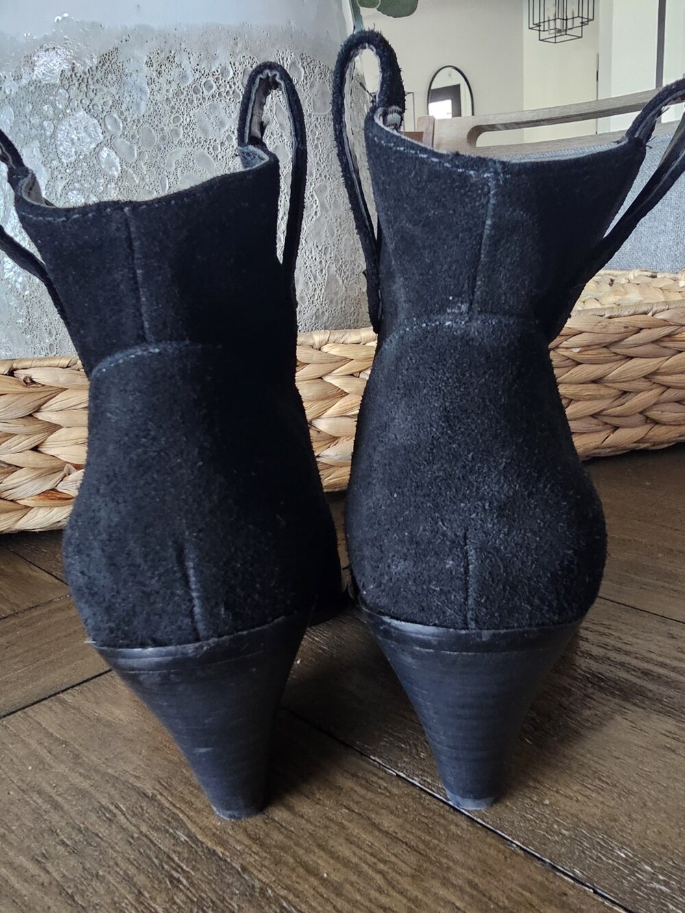 Jessica Simpson Black Suede Western-BOHO Ankle Boots Shoes Women's Sz 6.5 - Picture 4 of 8